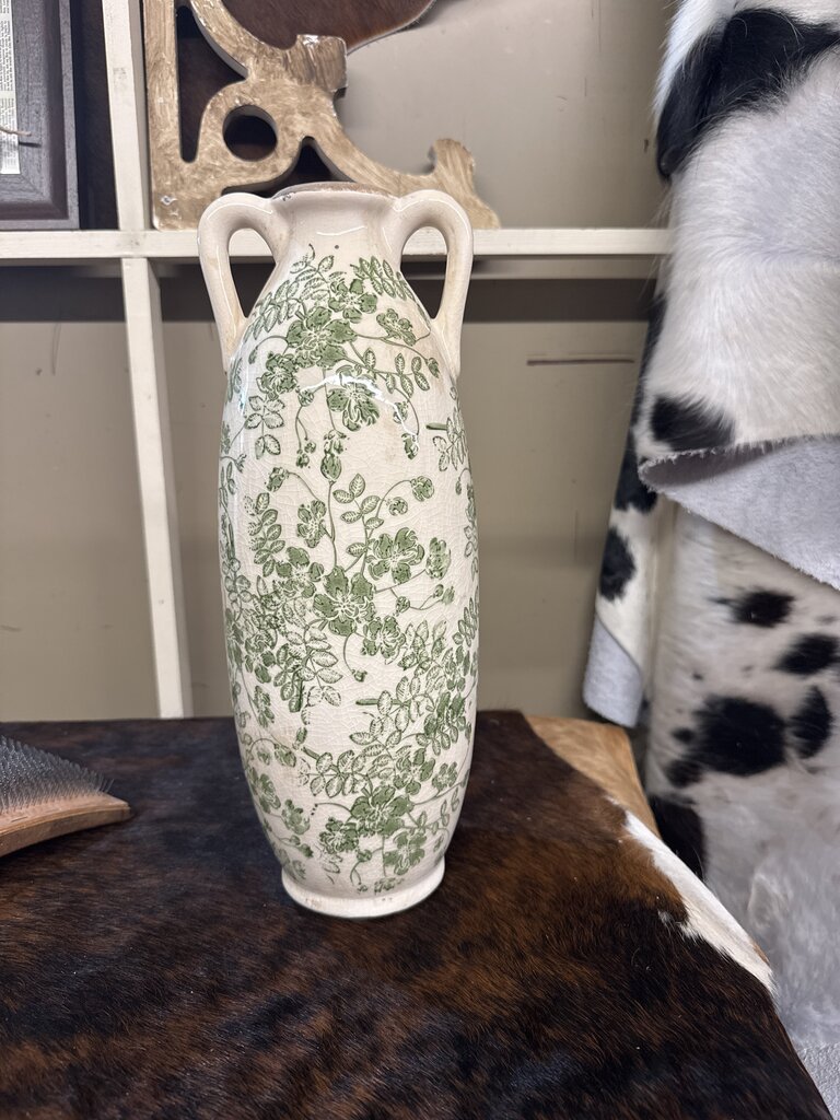 SLIM GREEN/WHITE VASE