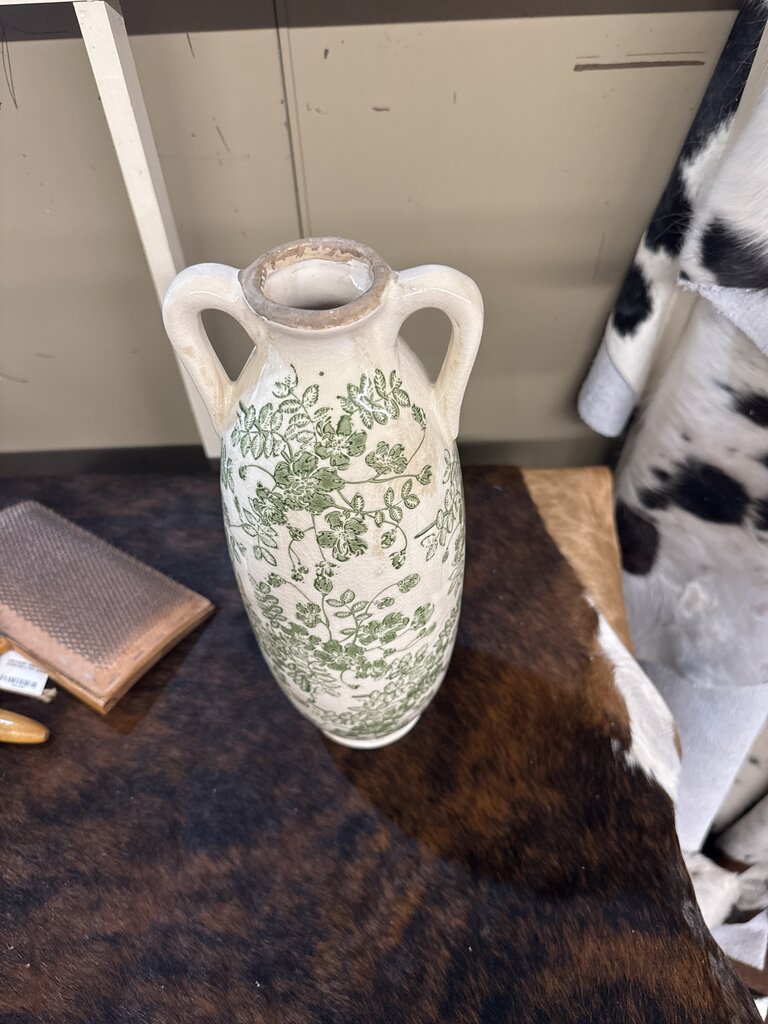 SLIM GREEN/WHITE VASE