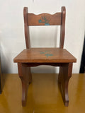 VINTAGE CHILD'S WOODEN CHAIR- PRIMITIVE FOLK FLORAL DESIGN