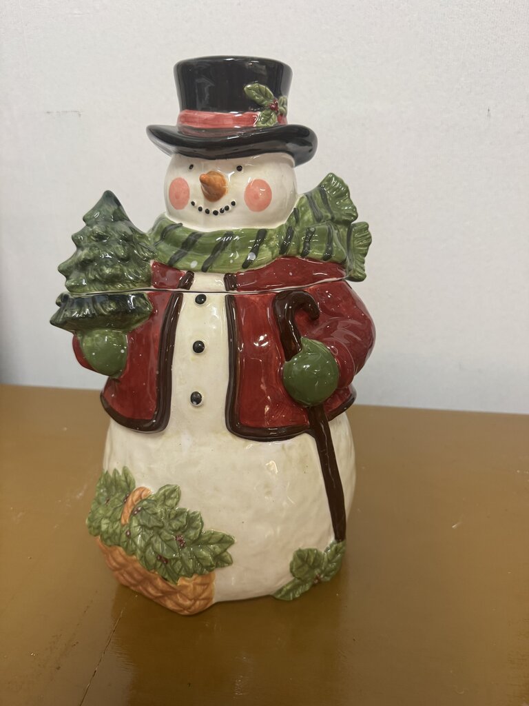 CERAMIC CHRISTMAS SNOWMAN COOKIE JAR