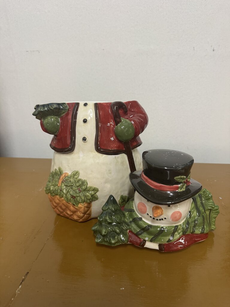 CERAMIC CHRISTMAS SNOWMAN COOKIE JAR