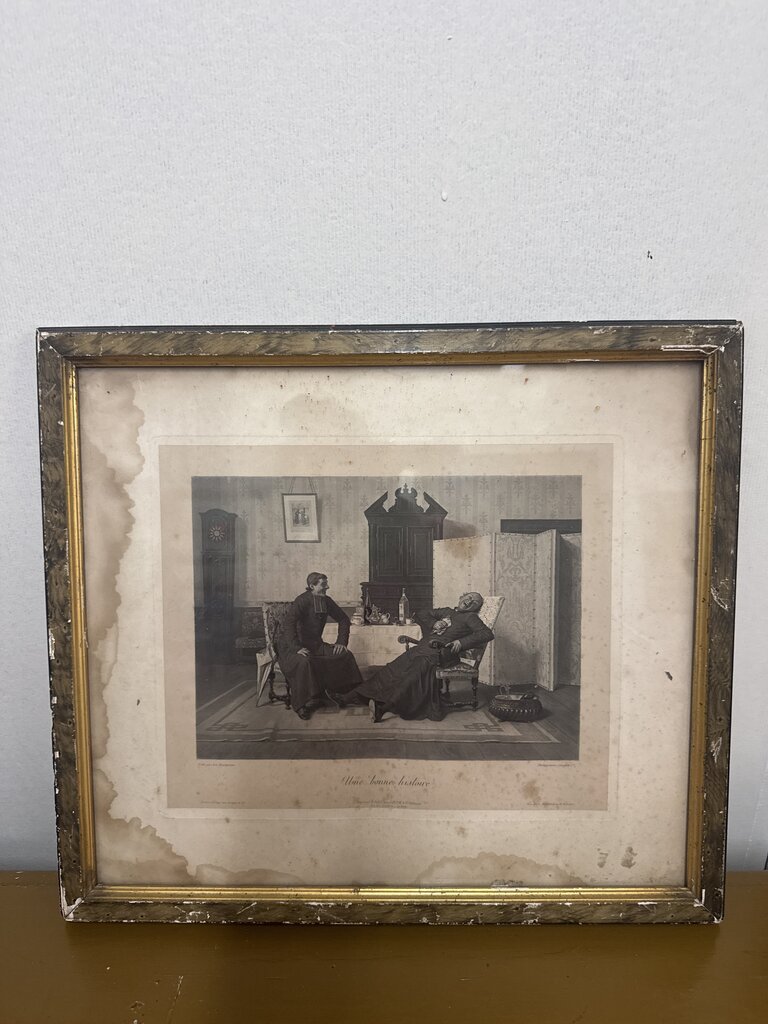 VINTAGE UNE BOOONNE HISTOIRRE FRAMED PRINT