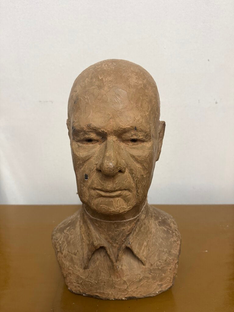 VINTAGE HAND-SCULPTED MALE BUST FOLK-ART