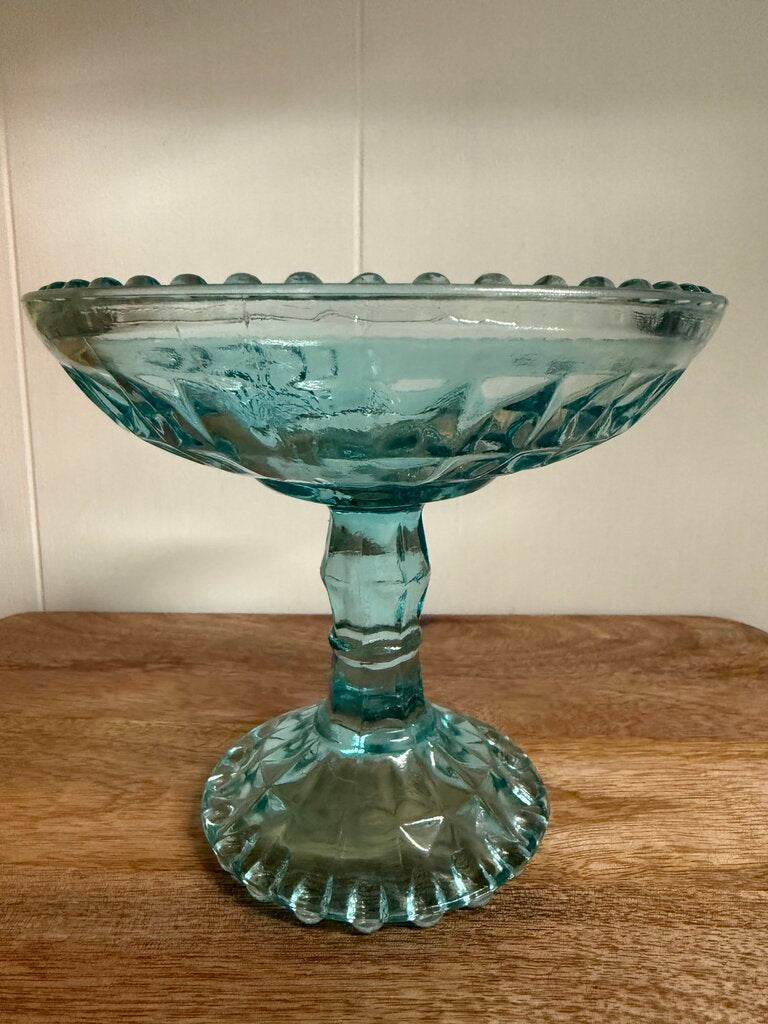 VINTAGE AQUA/BLUE COMPOTE CANDY DISH