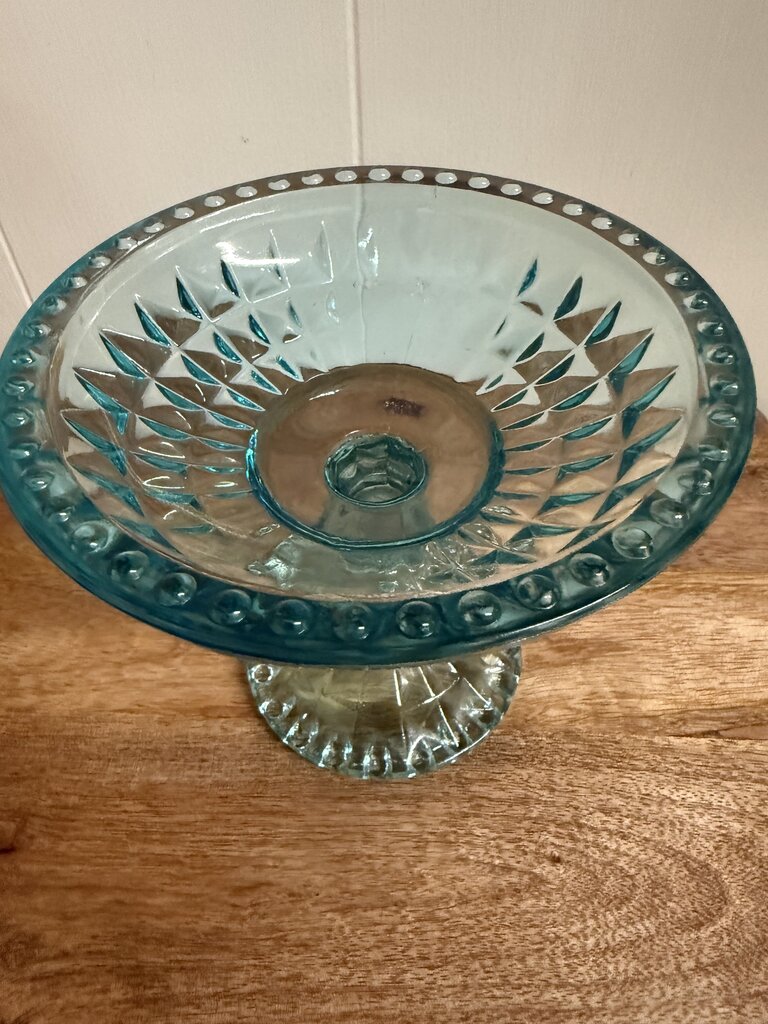 VINTAGE AQUA/BLUE COMPOTE CANDY DISH