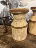 IRON BANDED WOOD CANDLE HOLDER MED