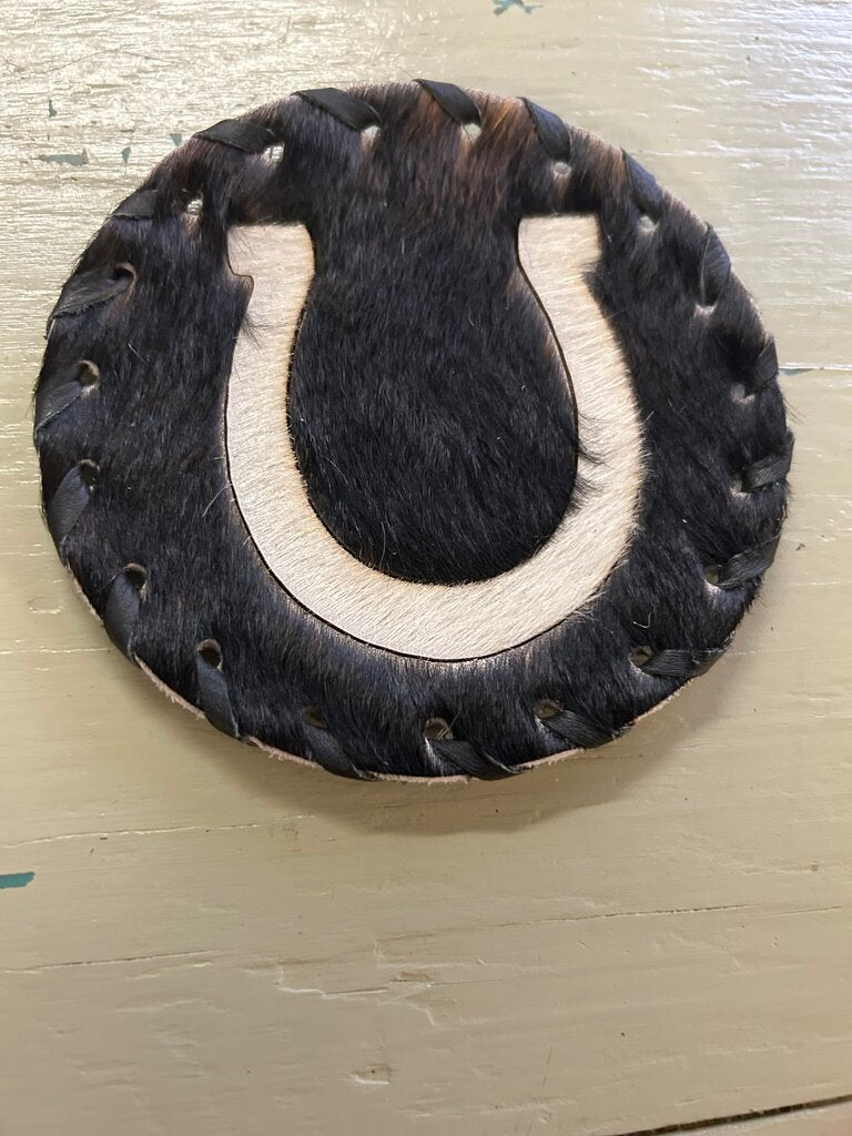 HORSESHOE COWHIDE COASTER