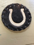 HORSESHOE COWHIDE COASTER