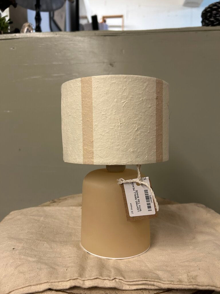 SMALL PEACH LAMPS WITH TAN SHADE