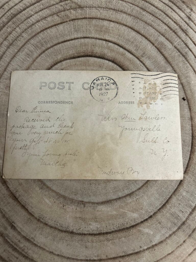 POST CARD POST MARKED JAMAICA 1922