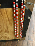 WOOD BEADS LG RED AND WHITE
