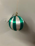 STRIPED VINTAGE ORNAMENT GREEN AND WHITE