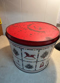 VINTAGE RETRO TEDDY BEAR CHRISTMAS TIN CAN