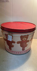 VINTAGE TEDDY BEAR WITH HEART TIN CAN