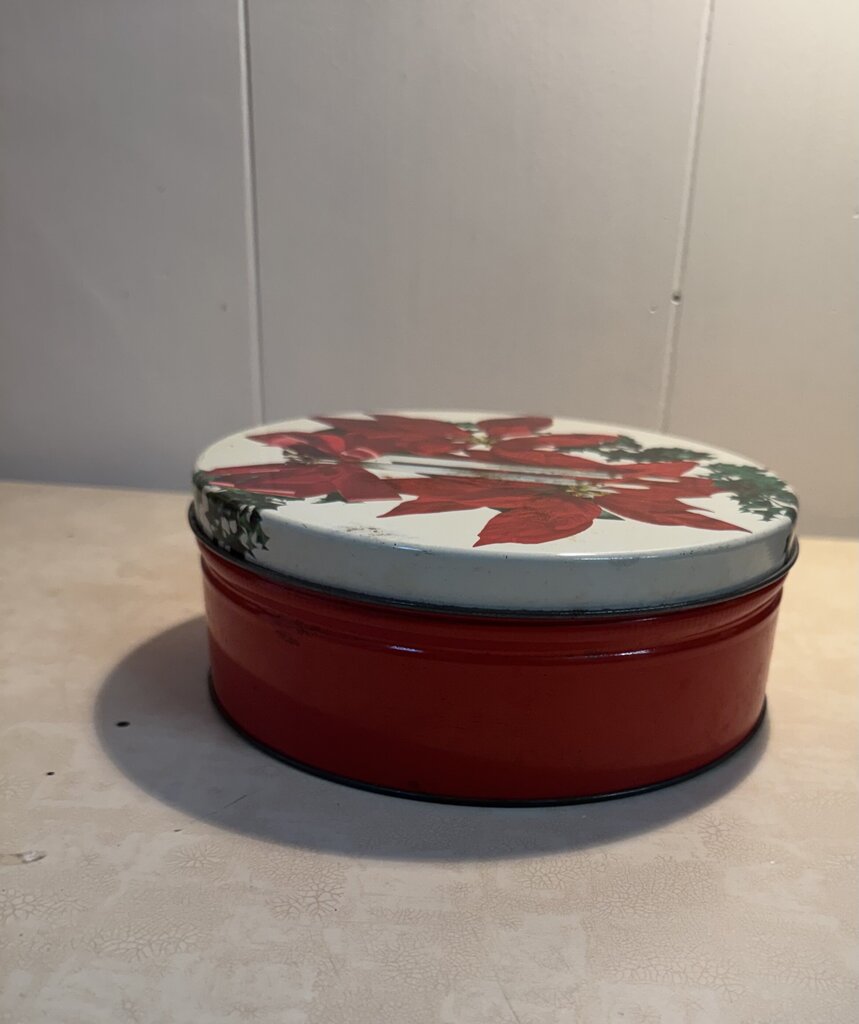 VINTAGE CHRISTMAS POINSETTIA TIN