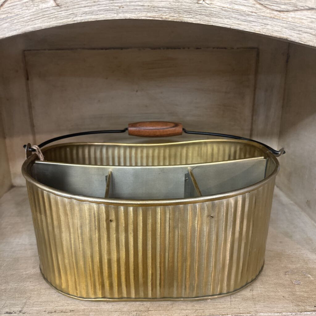 GOLD METAL SILVERWARE BUCKET