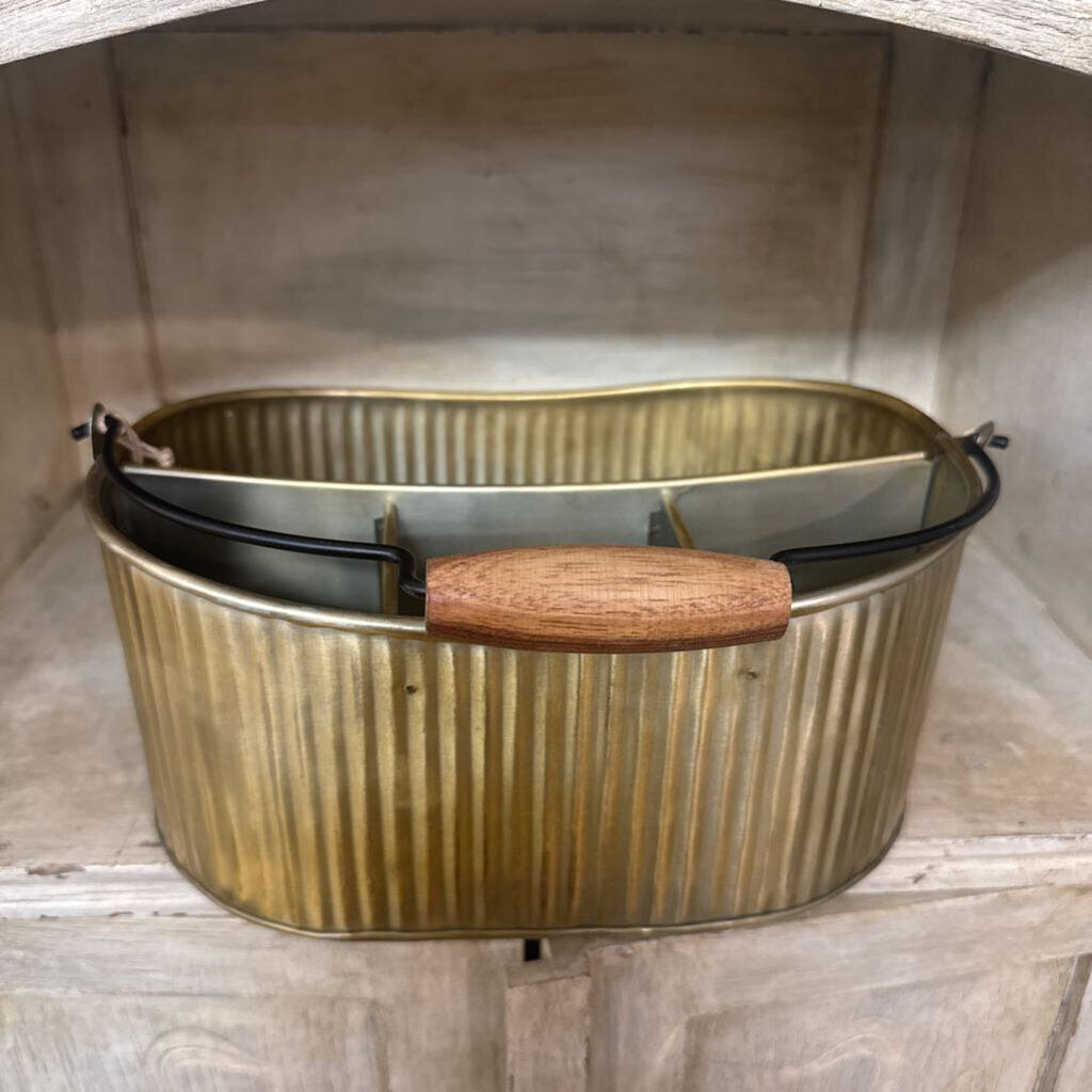 GOLD METAL SILVERWARE BUCKET