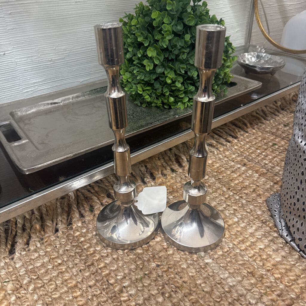 SILVER CANDLE HOLDER PAIR