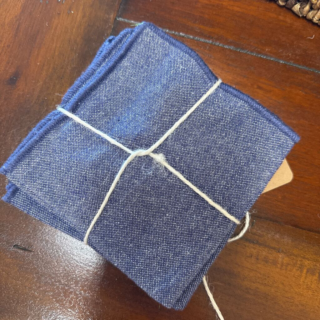 SET OF 4 BLUE COCKTAIL NAPKINS