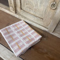 COTTON PRINTED TEA TOWEL BURGUNDYAND WITH GOLD STRIPE 28" X 17"