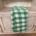 COTTON WAFFLE WEAVE TEA CLOTH WITH GINGHAM PATTERN GREEN