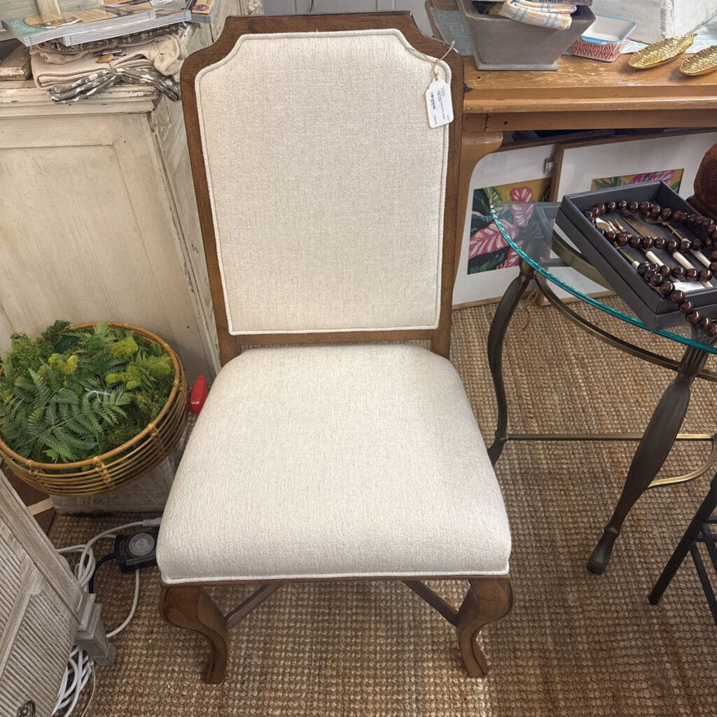 WHITE WITH WOOD TRIM CHAIR