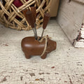 WOODEN PIG WITH APPETIZER FORKS