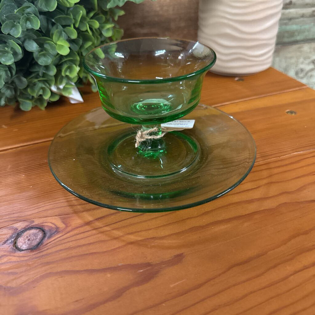 VINTAGE GREEN DESSERT BOWL