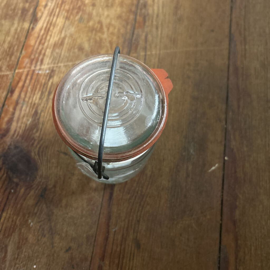 VINTAGE CLEAR ATLAS BALL GLASS CONTAINER