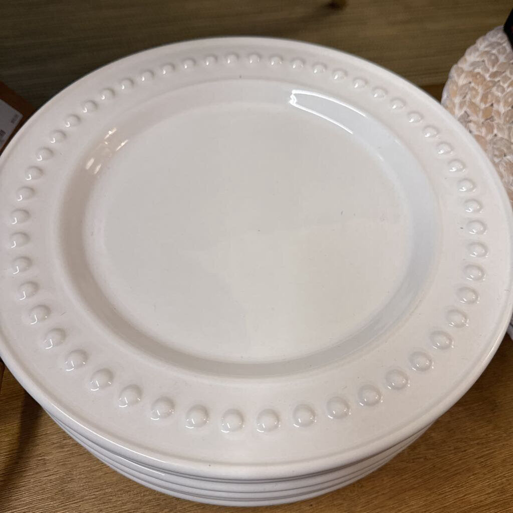 WHITE BEADED DINNER PLATE