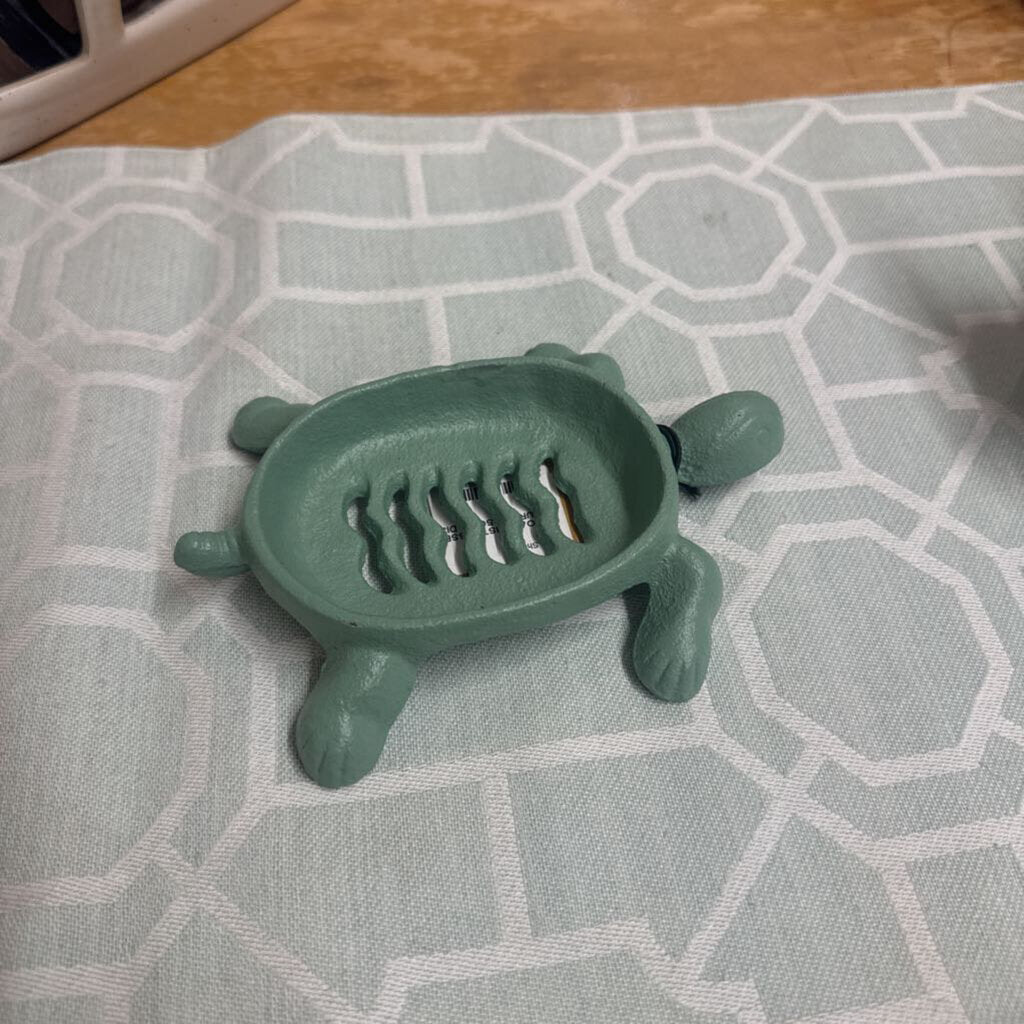 DISTRESSED CAST IRON TURTLE SOAP DISH