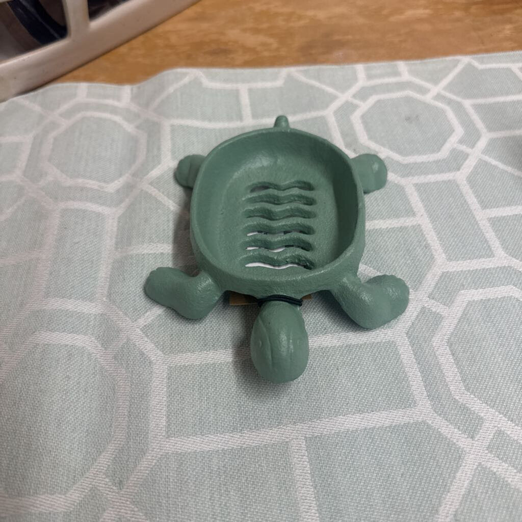 DISTRESSED CAST IRON TURTLE SOAP DISH