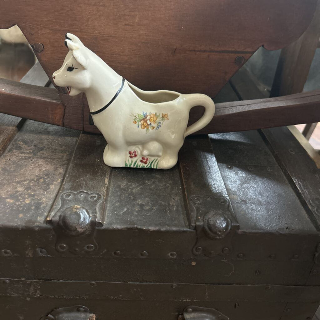 VINTAGE COW CREAMER WITH FLORAL PRINT