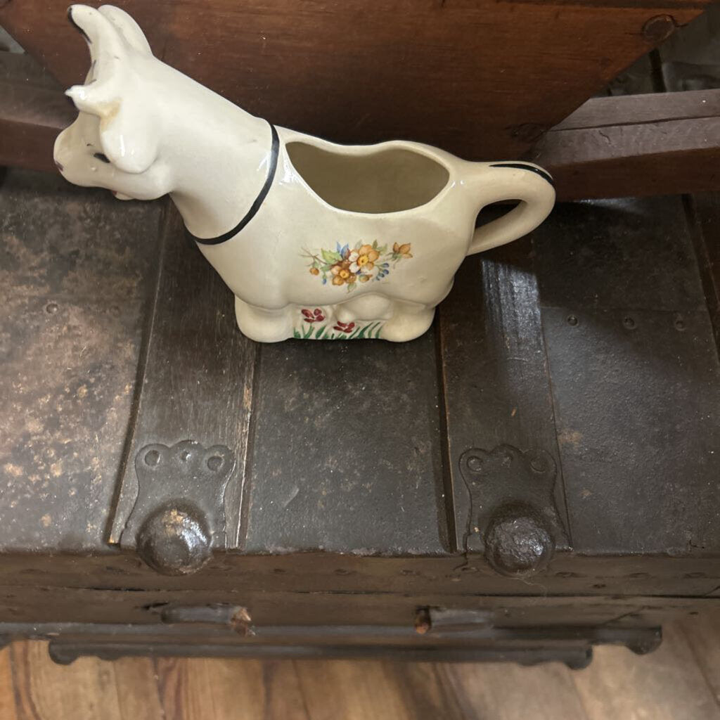 VINTAGE COW CREAMER WITH FLORAL PRINT