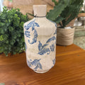 TERRA-COTTA VASE WITH BLUE PRINT
