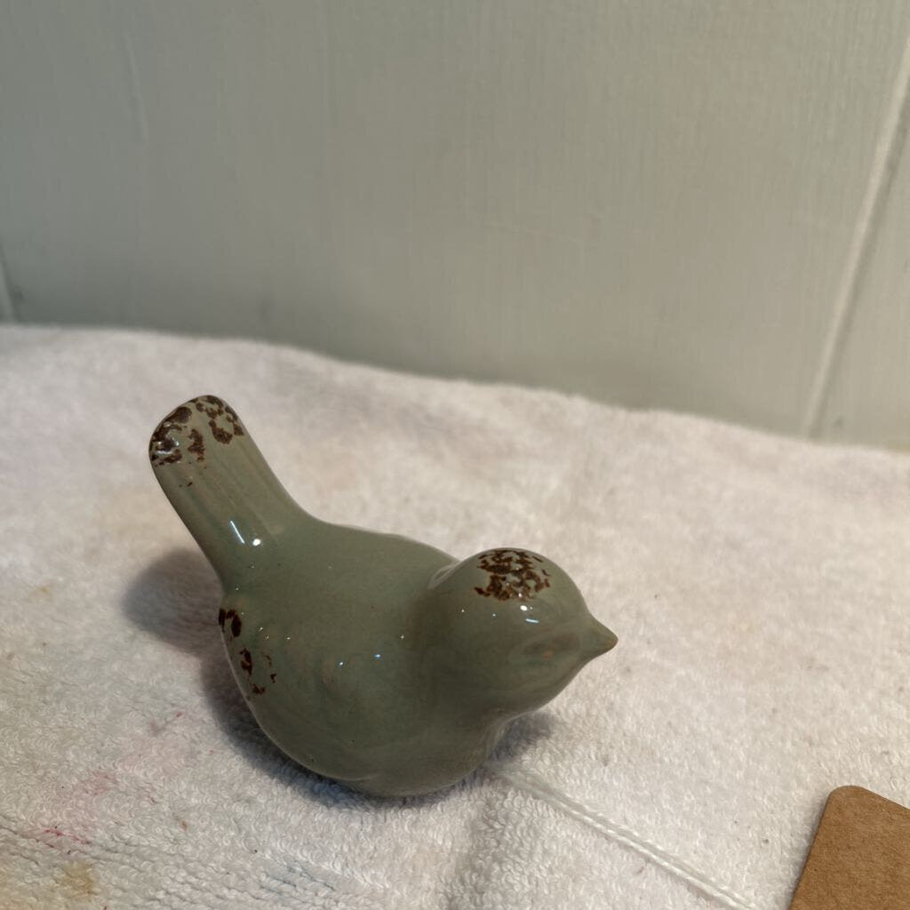 SMALL GREEN CERAMIC BIRD