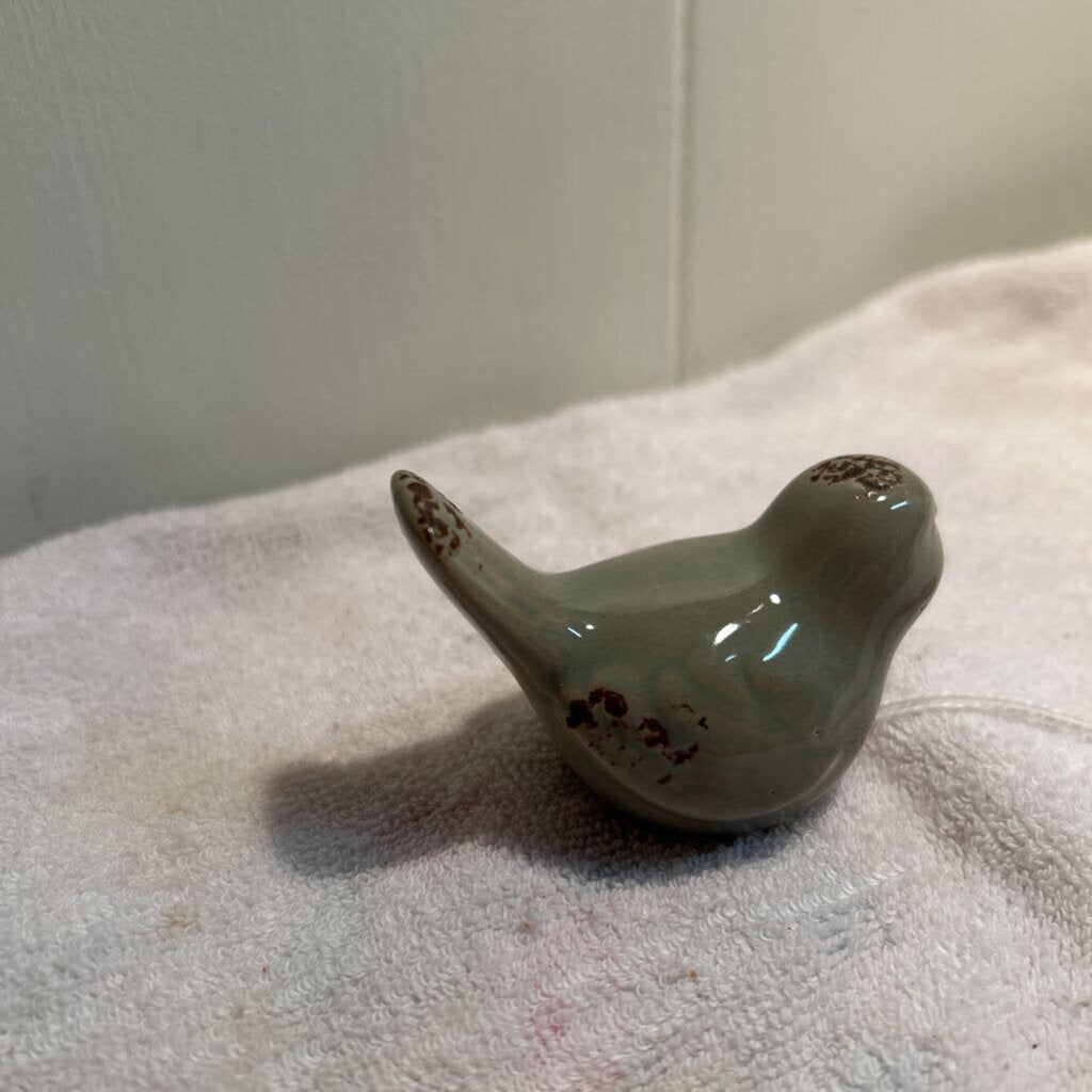 SMALL GREEN CERAMIC BIRD