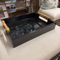 BLACK TRAY WITH BAMBOO HANDLES