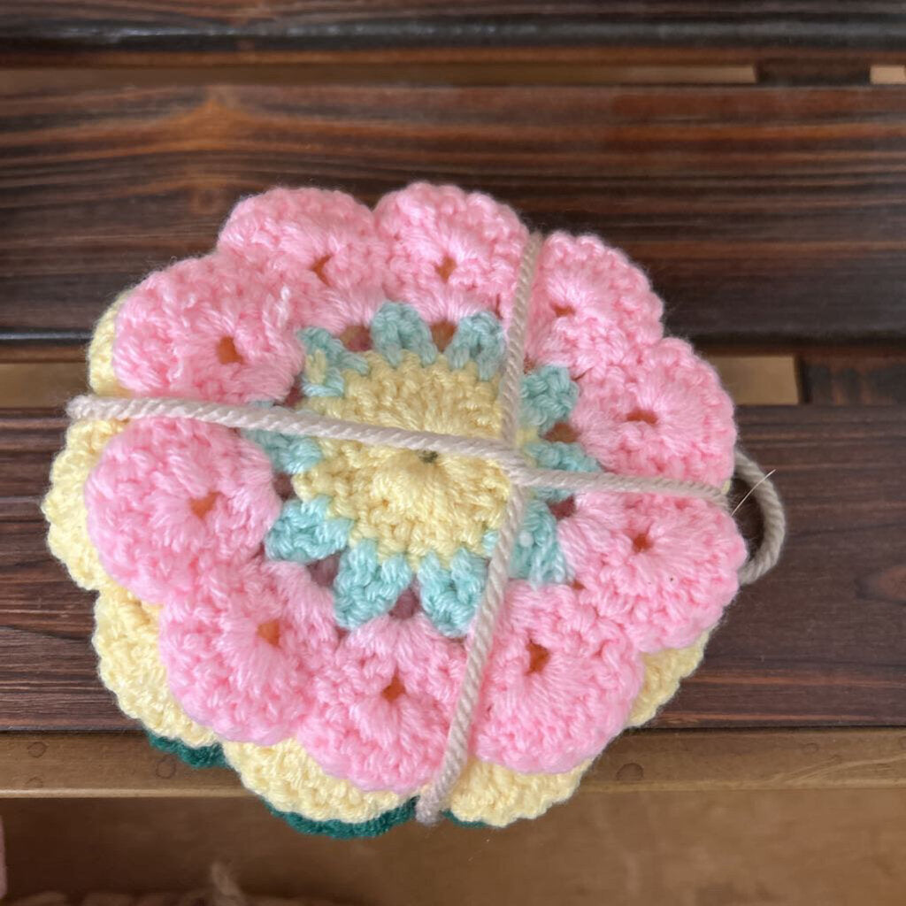 CROCHET FLOWER COASTERS SET OF 4