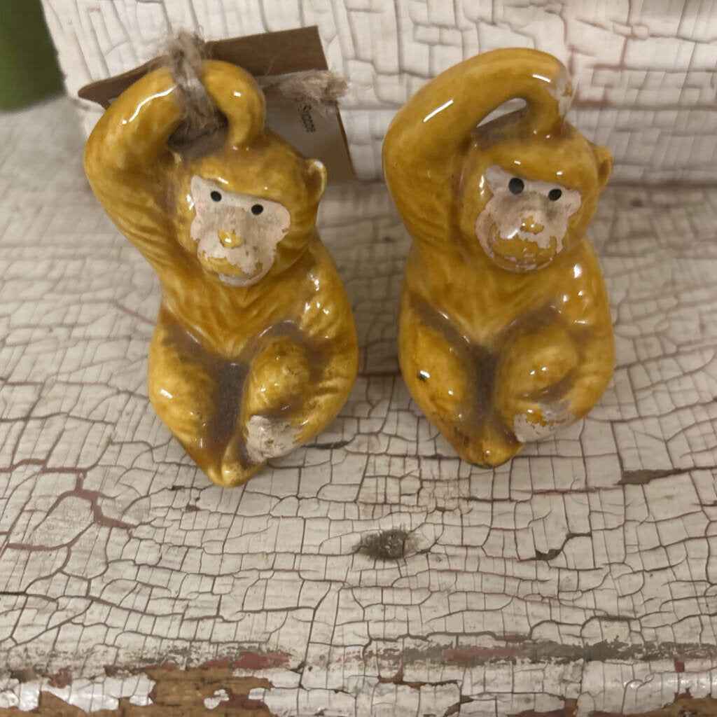 YELLOW MONKEY SALT AND PEPPER SHAKERS