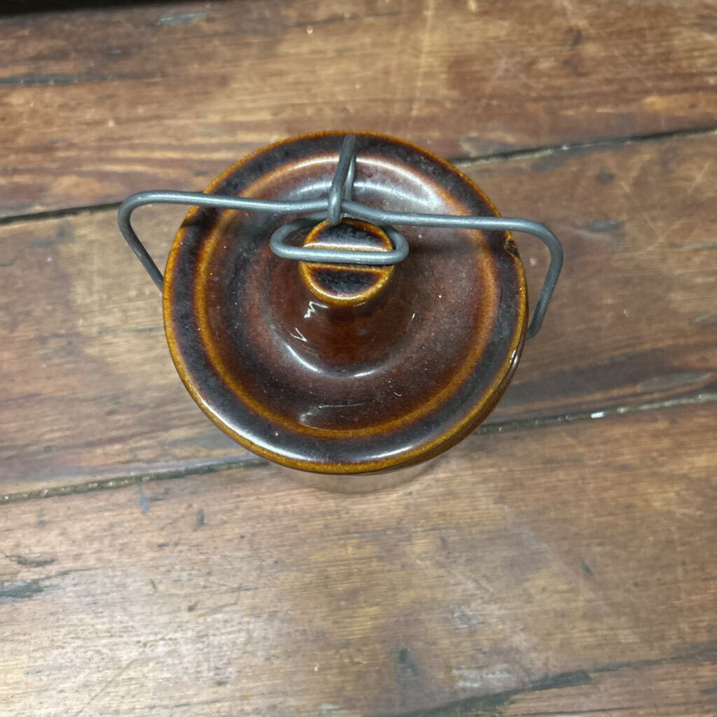 VINTAGE BROWN GLAZED STONEWARE CROCK