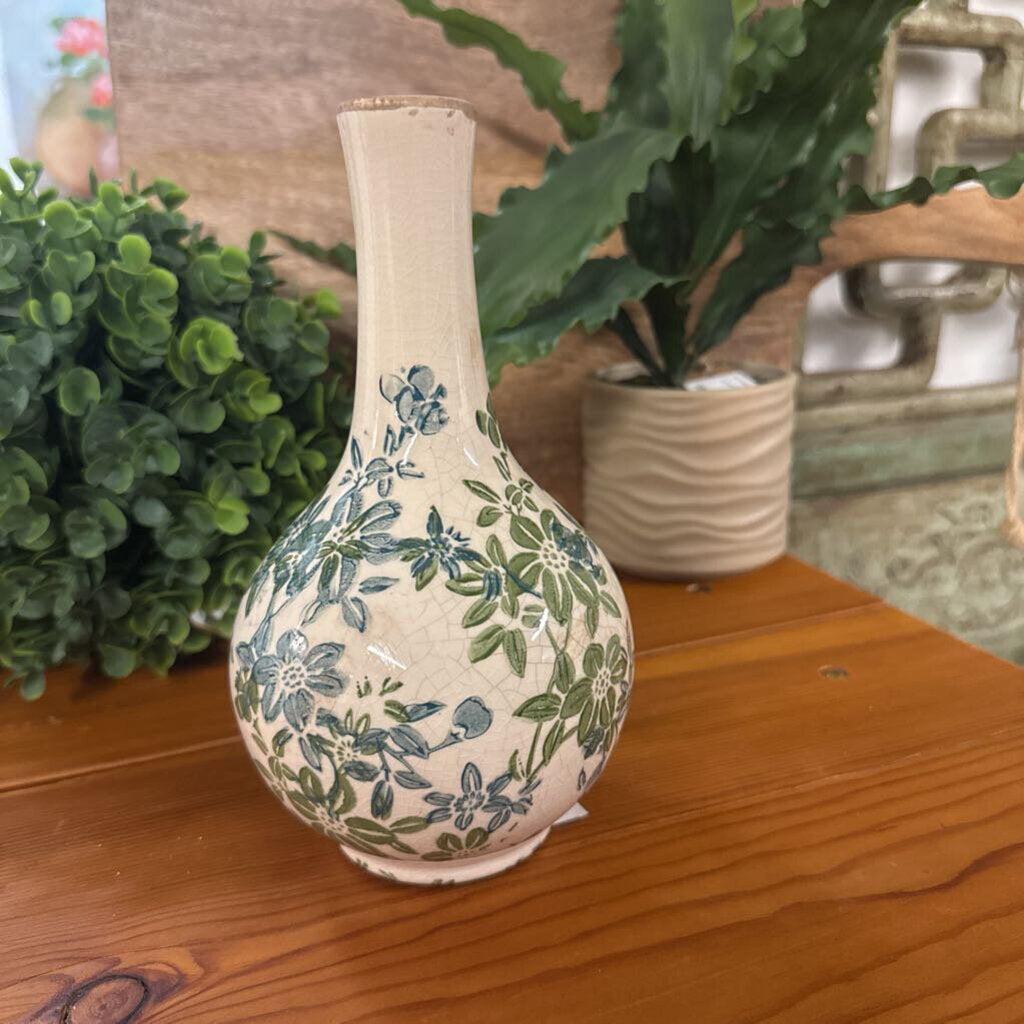 BLUE/GREEN LONG NECK VASE