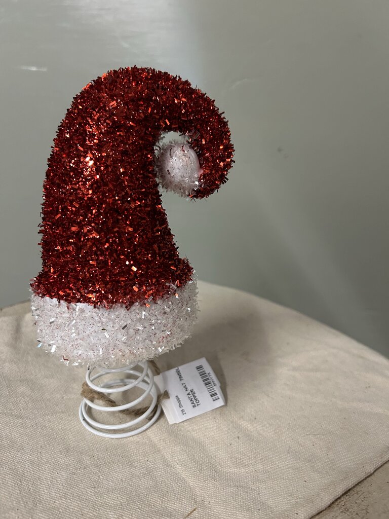 SANTA HAT TINSEL TREE TOPPER