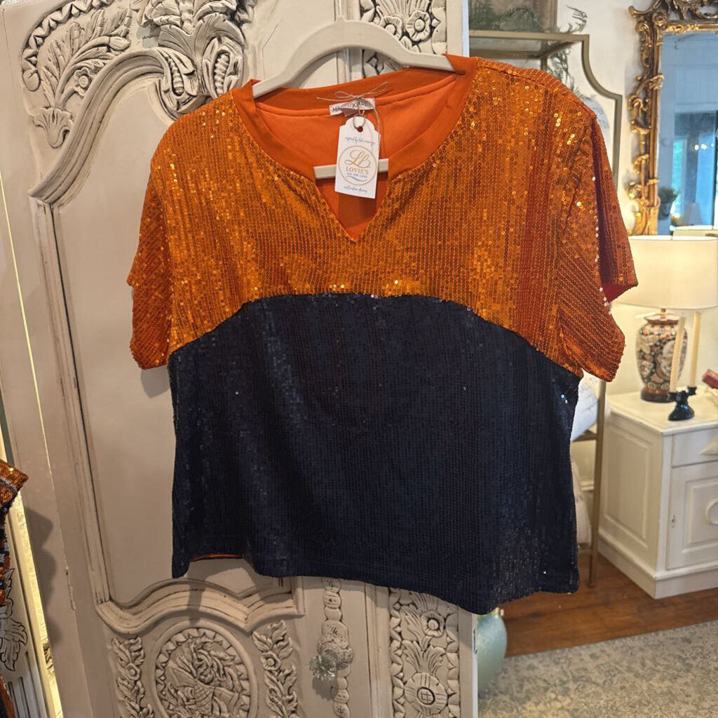 Mary Square Medium Diane Navy and Orange Top
