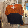 Mary Square X-LARGE Diane Navy and Orange Top