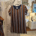 MARY SQUARE SMALL JULIA STRIPED NAVY, ORANGE WHITE STRIPED SEQUIN DRESS