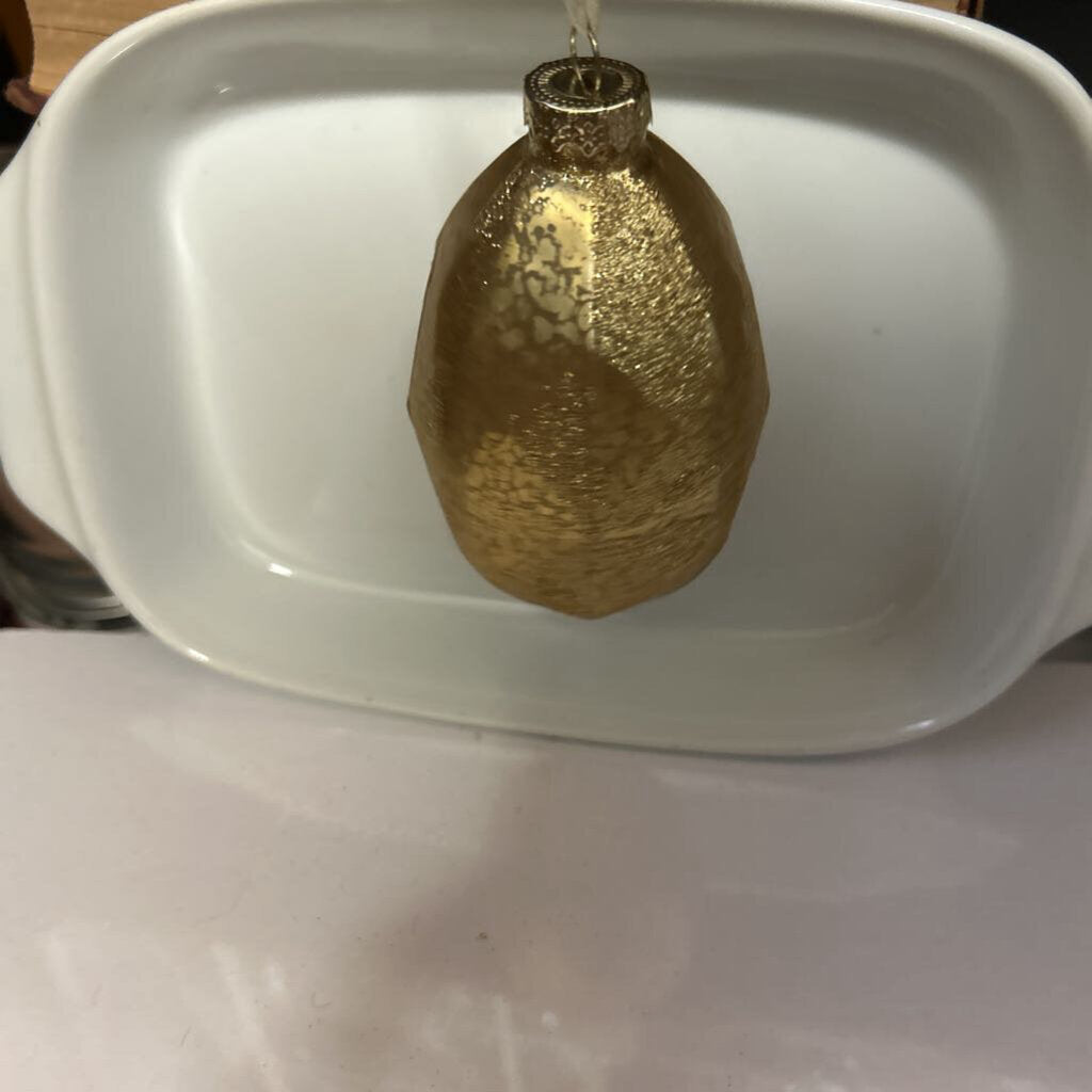 GLITTERED ORNAMENT GOLD FOOTBALL SHAPED