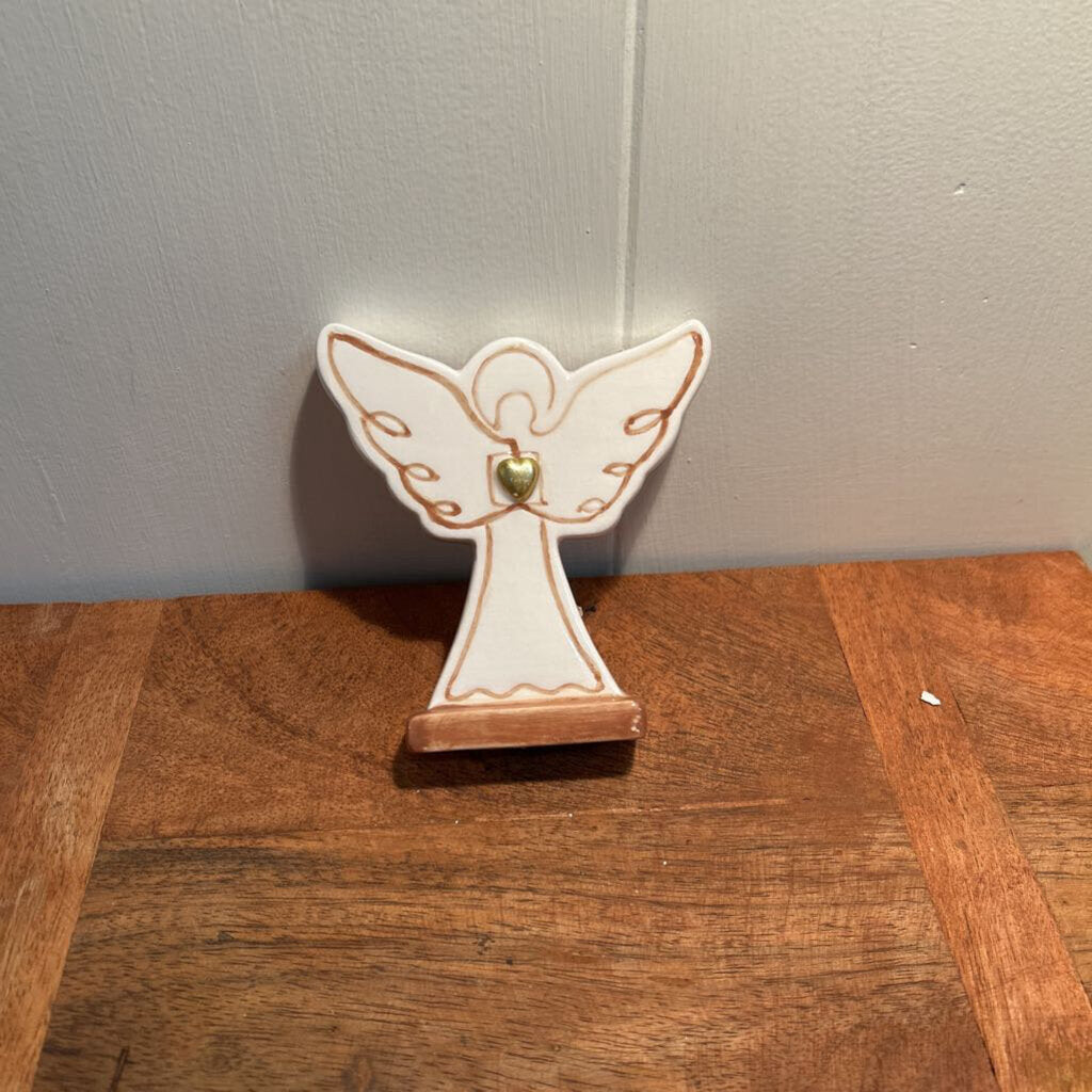 CERAMIC ANGEL BROWN ACCENT