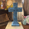 LRG BLUE WOODEN CROSS
