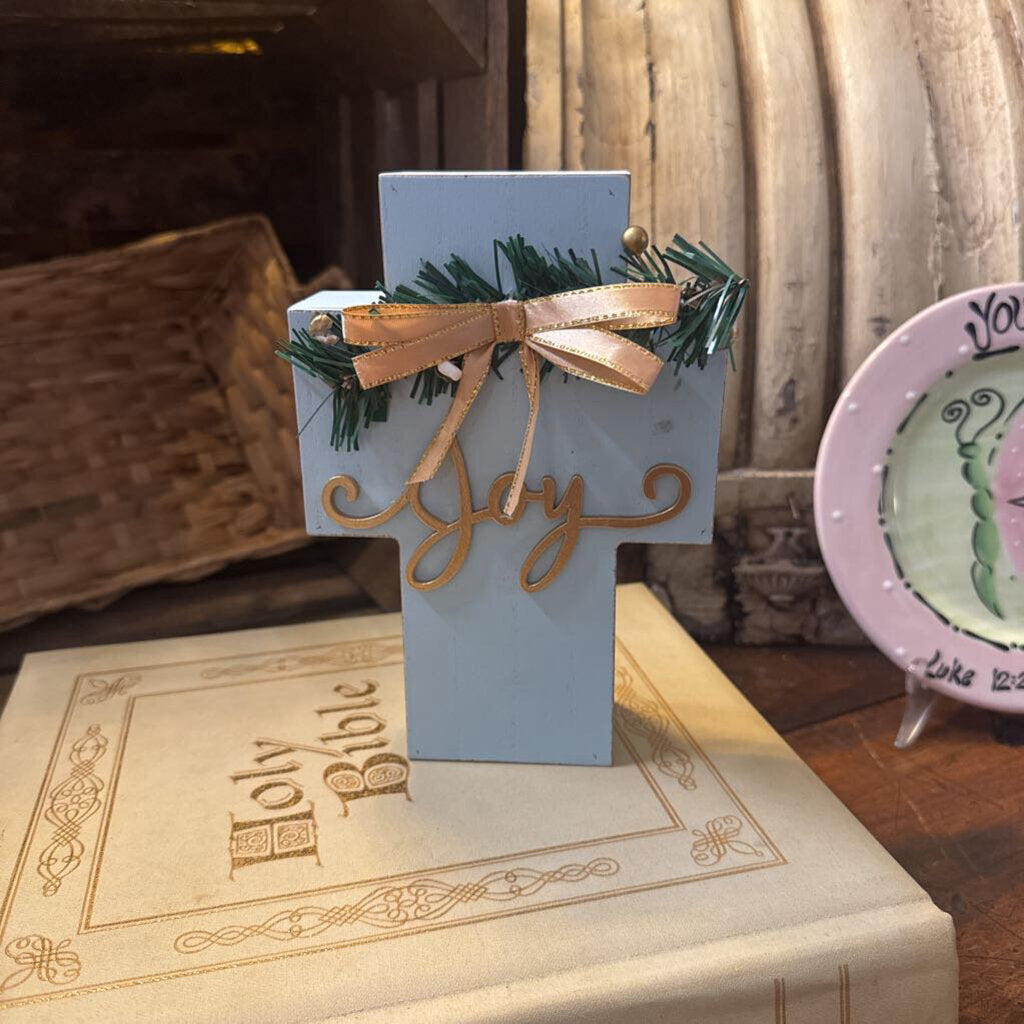 BLUE "JOY"WOODEN CROSS